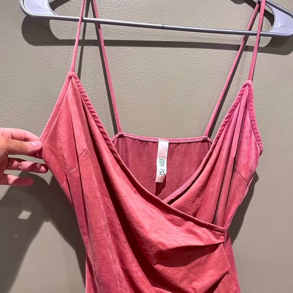 New Pink Suede Dress Mini Sleeveless Date Night Cocktail Spring Summer - Picture 6 of 11